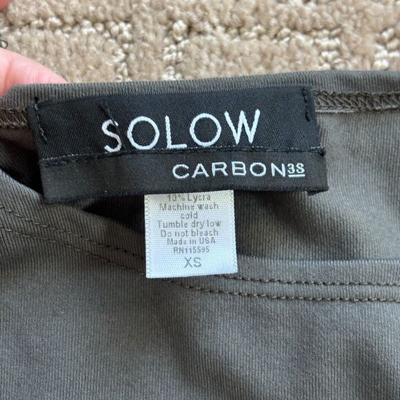 Solow Deconstructed Activewear Set Crop Top (XS) Leggings (S) Gray Green Ripped - Picture 5 of 10
